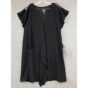 NWT Adrianna‎ Papell Women's Cold Shoulder Dress Black Size 6